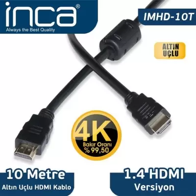 INCA IMHD-10T 10M HDMI 1.4V 3D ALTIN UCLU KABLO 