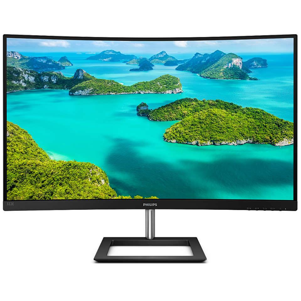 31.5 PHILIPS 322E1C/00 4MS 75MHZ 1XVGA 1XHDMI 1XDP FHD 1920X1080 CURVED VESA SIYAH 