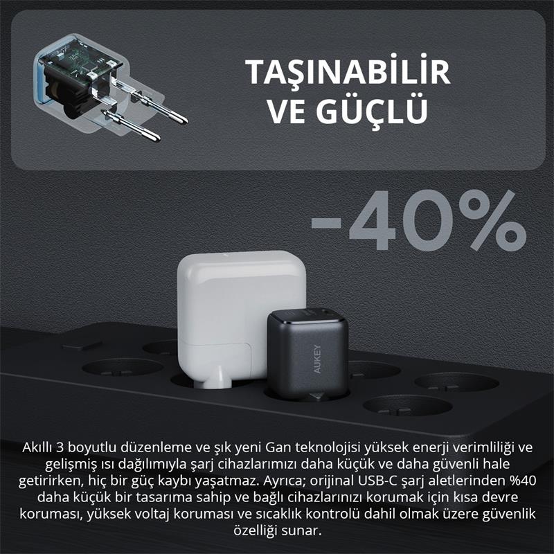 AUKEY PA-B1L-BK 30W OMNİA II MİNİ GAN TYPE-C PD ŞARJ ADAPTÖRÜ AUKEY PA-B1L-BK 30W OMNİA II MİNİ GAN TYPE-C PD ŞARJ ADAPTÖRÜ