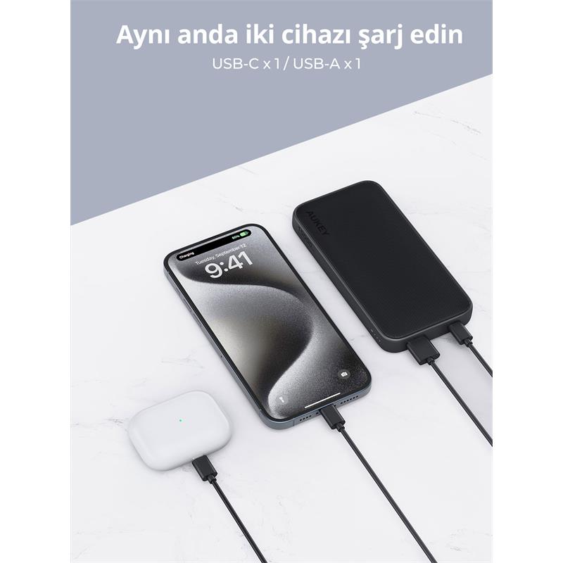 AUKEY PB-Y46-GY 15W 10000 MAH POWERBANK HIZLI ŞARJ AUKEY PB-Y46-GY 15W 10000 MAH POWERBANK HIZLI ŞARJ