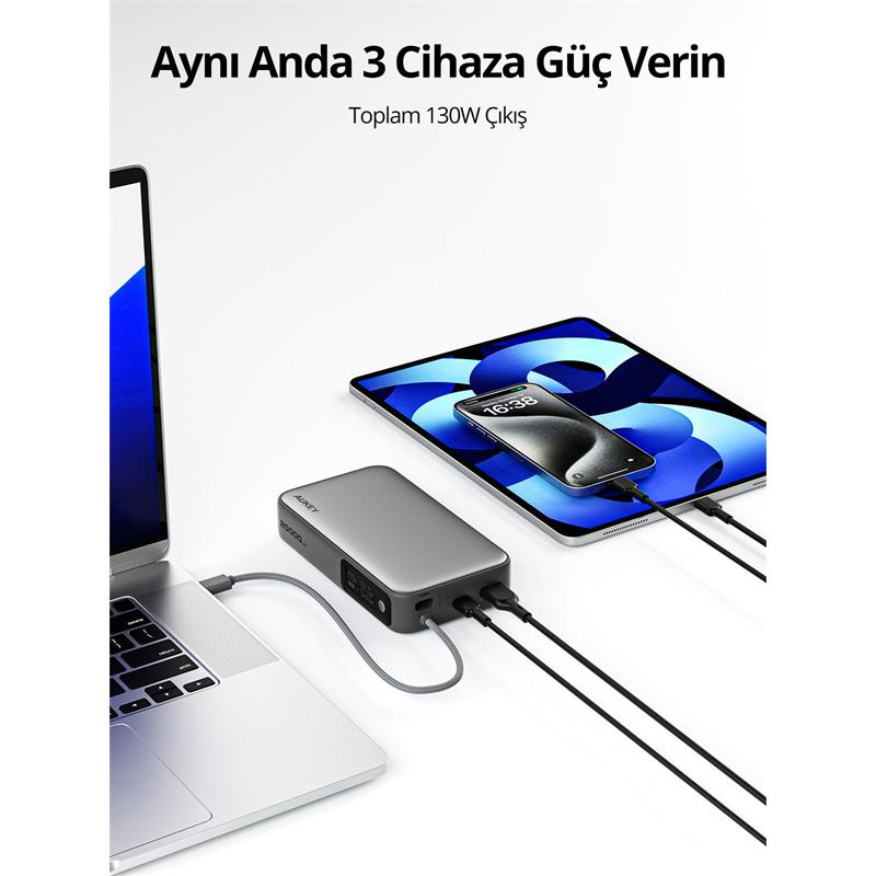 AUKEY PB-Y48-GY 100W 20000 MAH PD DAHİLİ TYPE-C KABLOLU POWERBANK AUKEY PB-Y48-GY 100W 20000 MAH PD DAHİLİ TYPE-C KABLOLU POWERBANK